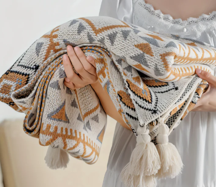 Geometric Boho fleece blanket